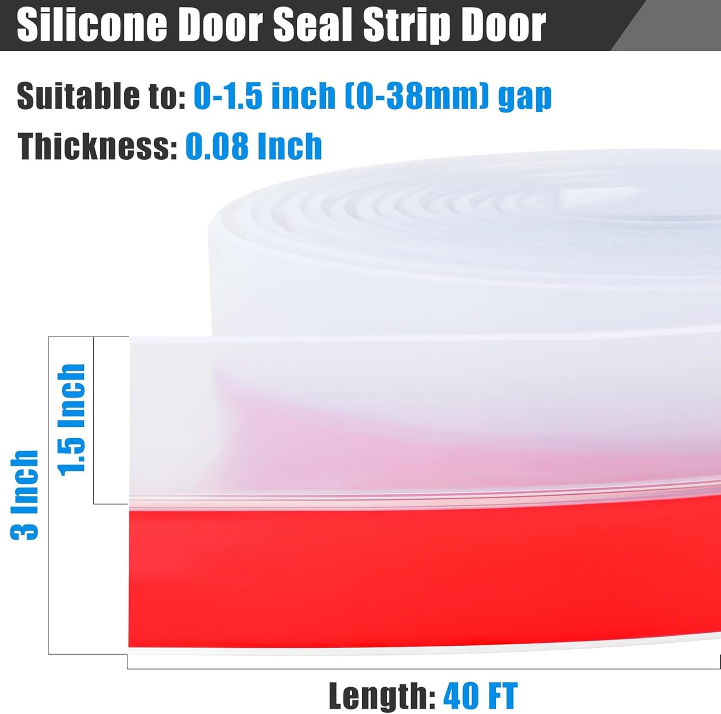 Draft Seal Tape for Doors and Windows 3 in x 40 Ft Silicone Weather Stripping Extra Thick 2mm Door