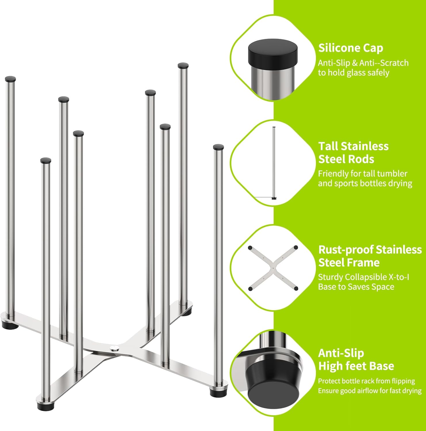 Reusable Bag & Bottle Drying Rack, Baby Bottle Drying Rack, Collapsible Cup Drying Rack for Glass