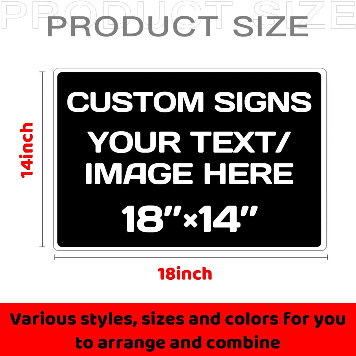 Custom Aluminum Weatherproof Metal Sign - 18 * 12Inch, Personalized Text & Picture, Black & White