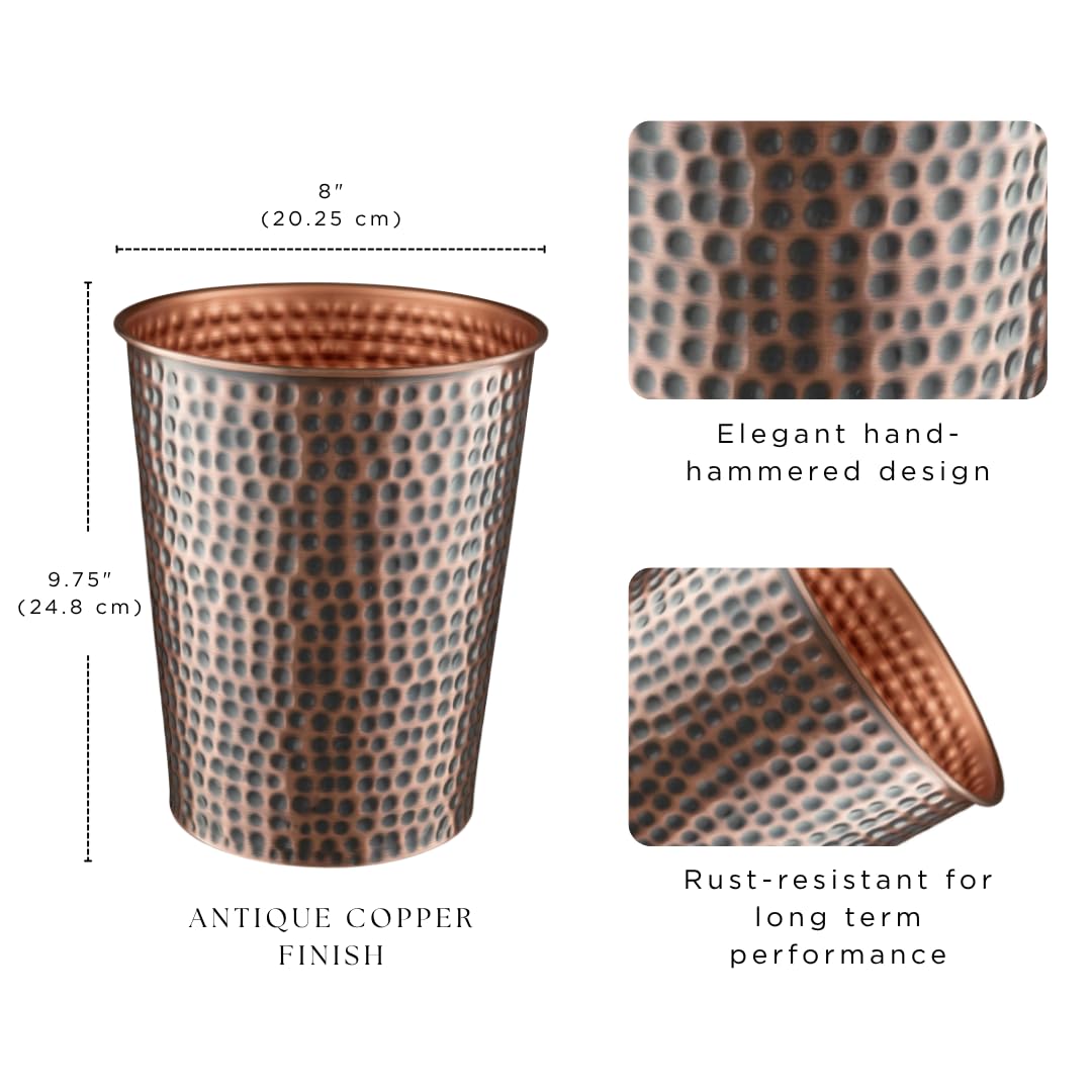 Monarch Abode Handcrafted Metal Wastebasket Trash Can for Home Office Bedroom, Decorative