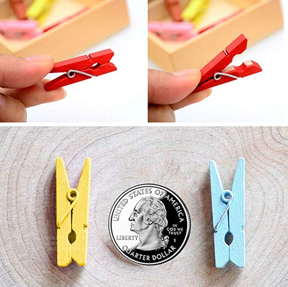 DurReus 50pcs Small Wood Clothes Pins Pegs Hangers Picture Display Art Crafts Clip Clamps String
