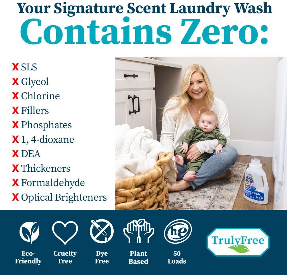 Truly Free Natural Laundry Detergent for Sensitive Skin | Eco Friendly, Plant Based, Baby Clothes