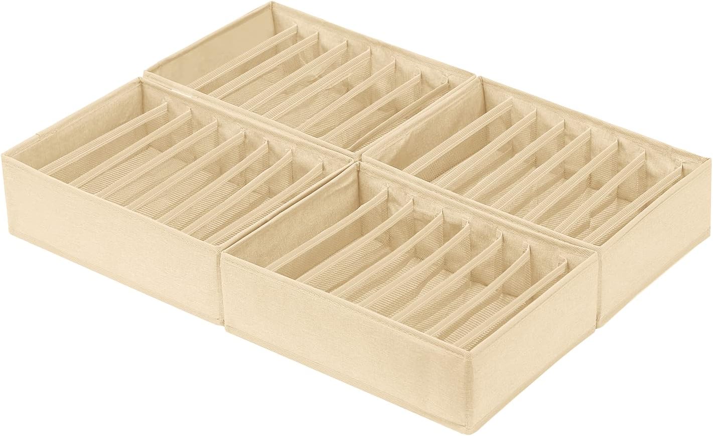 Qozary 4 Pack Drawer Organizers for Clothing, 8 Grids Foldable Closet Organizers and Storage Bins