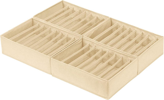 Qozary 4 Pack Drawer Organizers for Clothing, 8 Grids Foldable Closet Organizers and Storage Bins