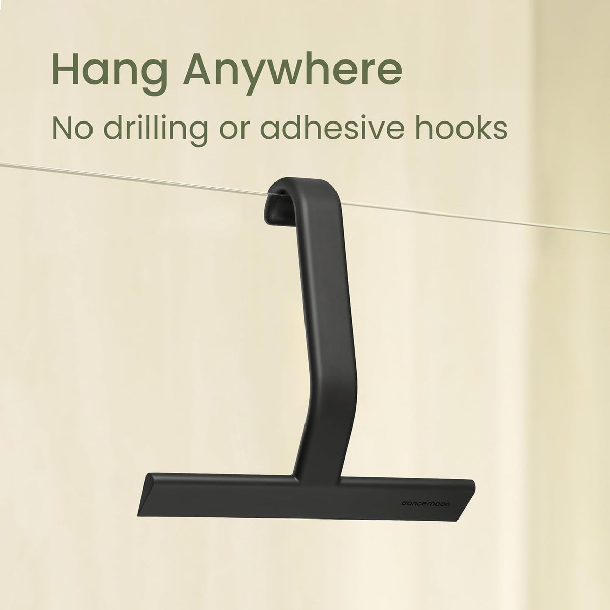 dancemoon JustHang Shower Squeegee for Glass Doors, All-One-Piece Silicone with Built-in Hook