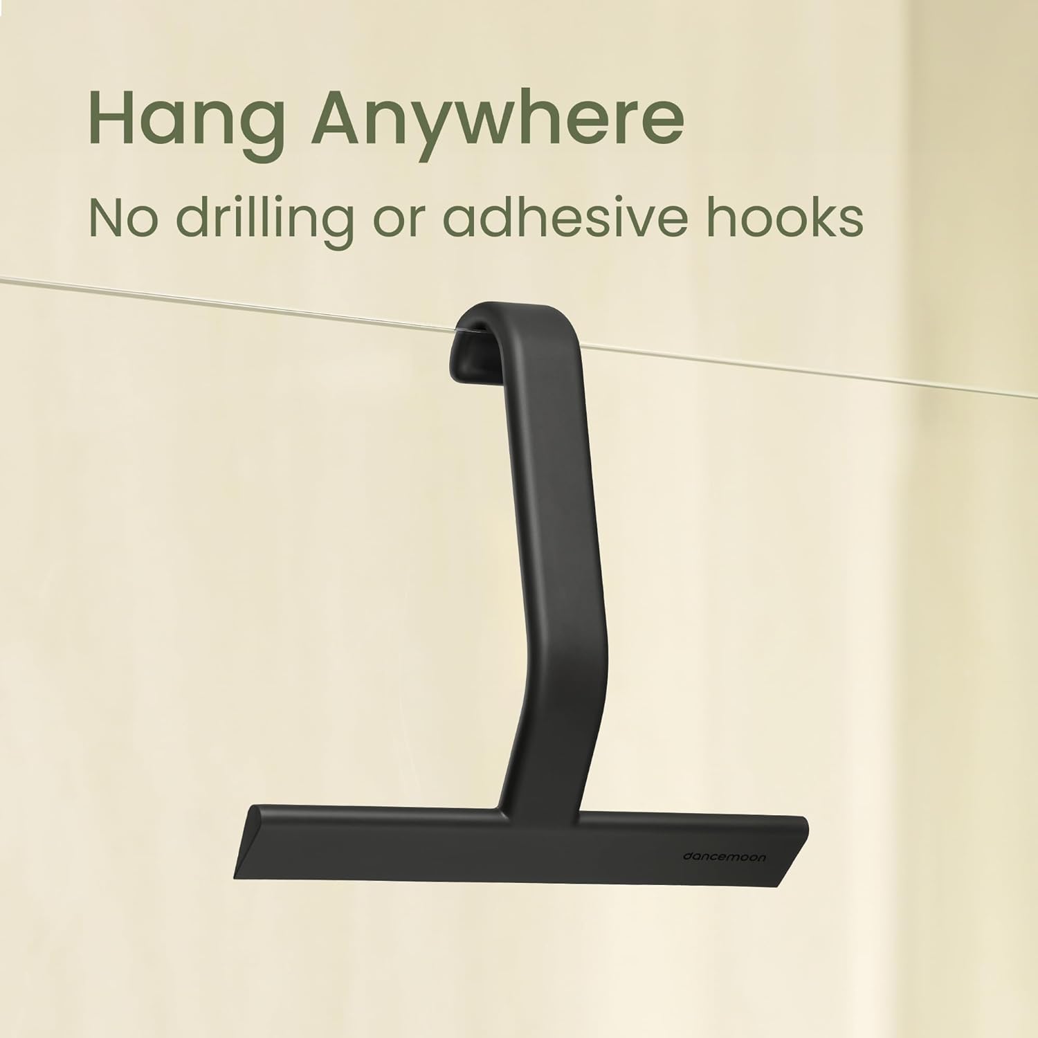 dancemoon JustHang Shower Squeegee for Glass Doors, All-One-Piece Silicone with Built-in Hook