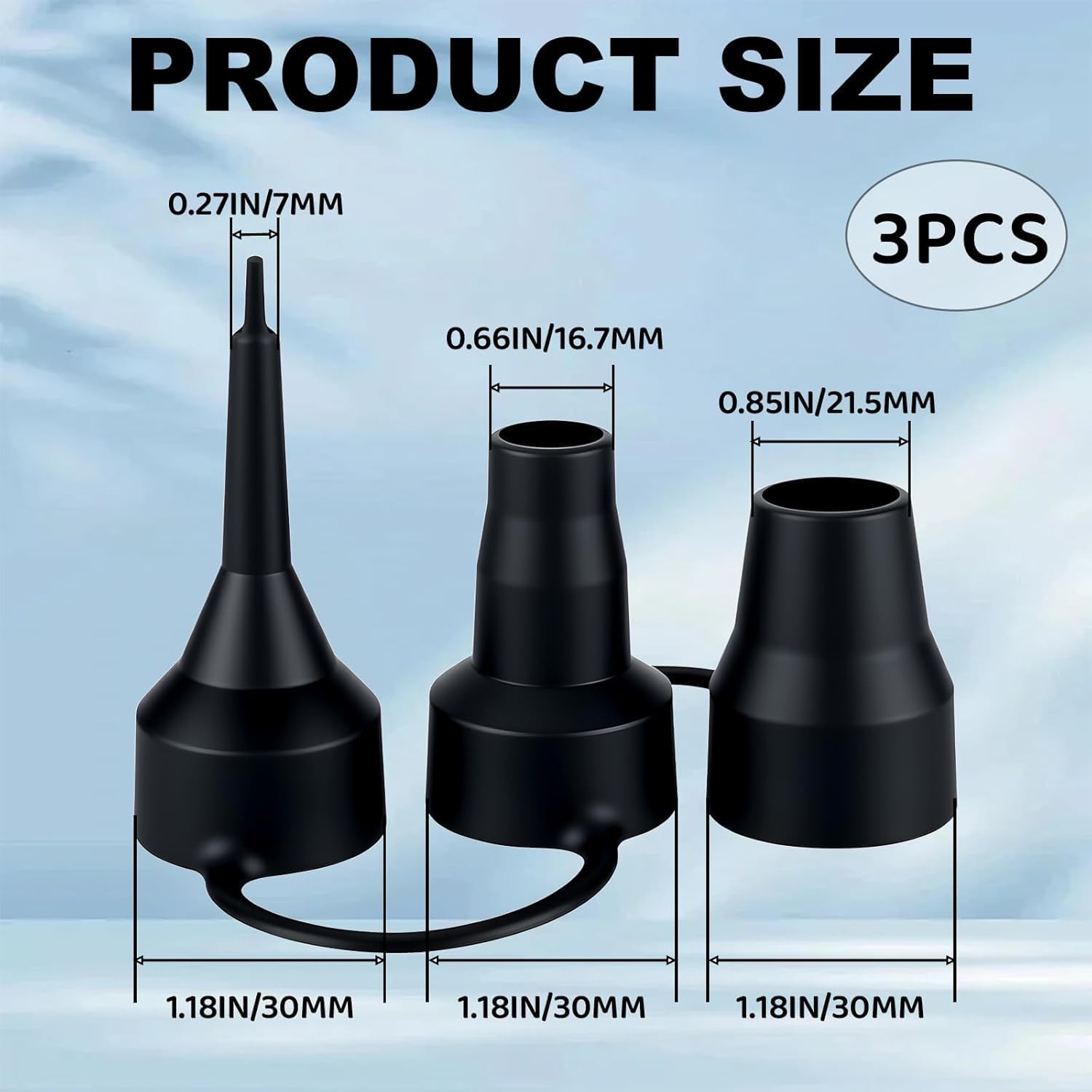 2Set of 3 Sizes Air Pump Replacement Nozzles,Air Pump Nozzles for Inflatables,Plastic Nozzle Head