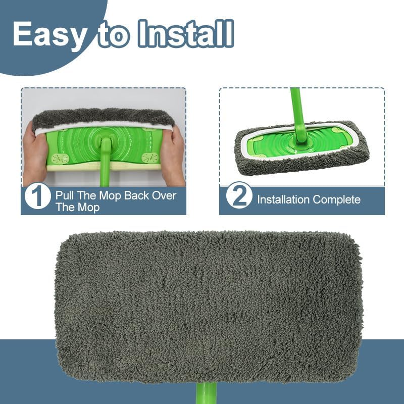 Reusable Microfiber Mop Pads Washable Wet Pads Compatible with Swiffer Sweeper Refills Pads for Wet