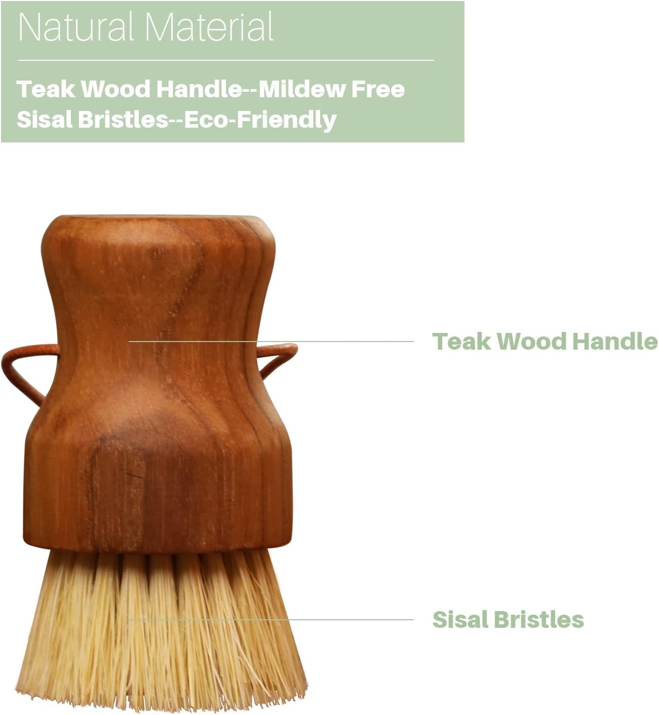 Teak Dish Scrub Brush 3PCS by HTB, Good Grip Small Wooden Dish Brush with Teak Handle & Sisal