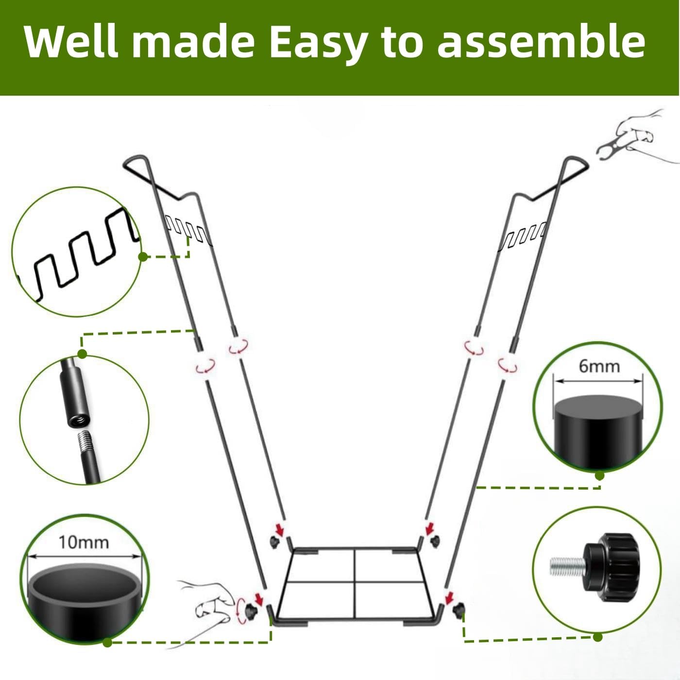 Garden Trash Bag Holder - Outdoor Leaf Bag Support Stand Multi-Use Metal Garbage Bag Holder Frame