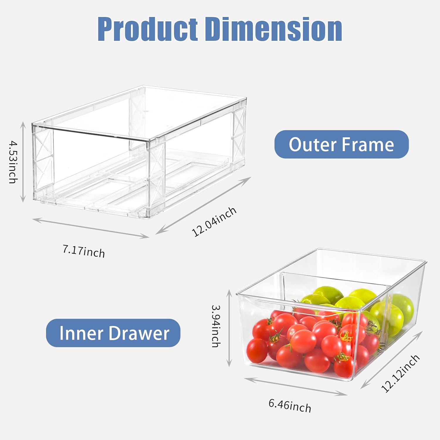 Plastic Drawers Storage, 6Pack Clear Stackable Storage Drawers, Acrylic Storage Bins with Drawers