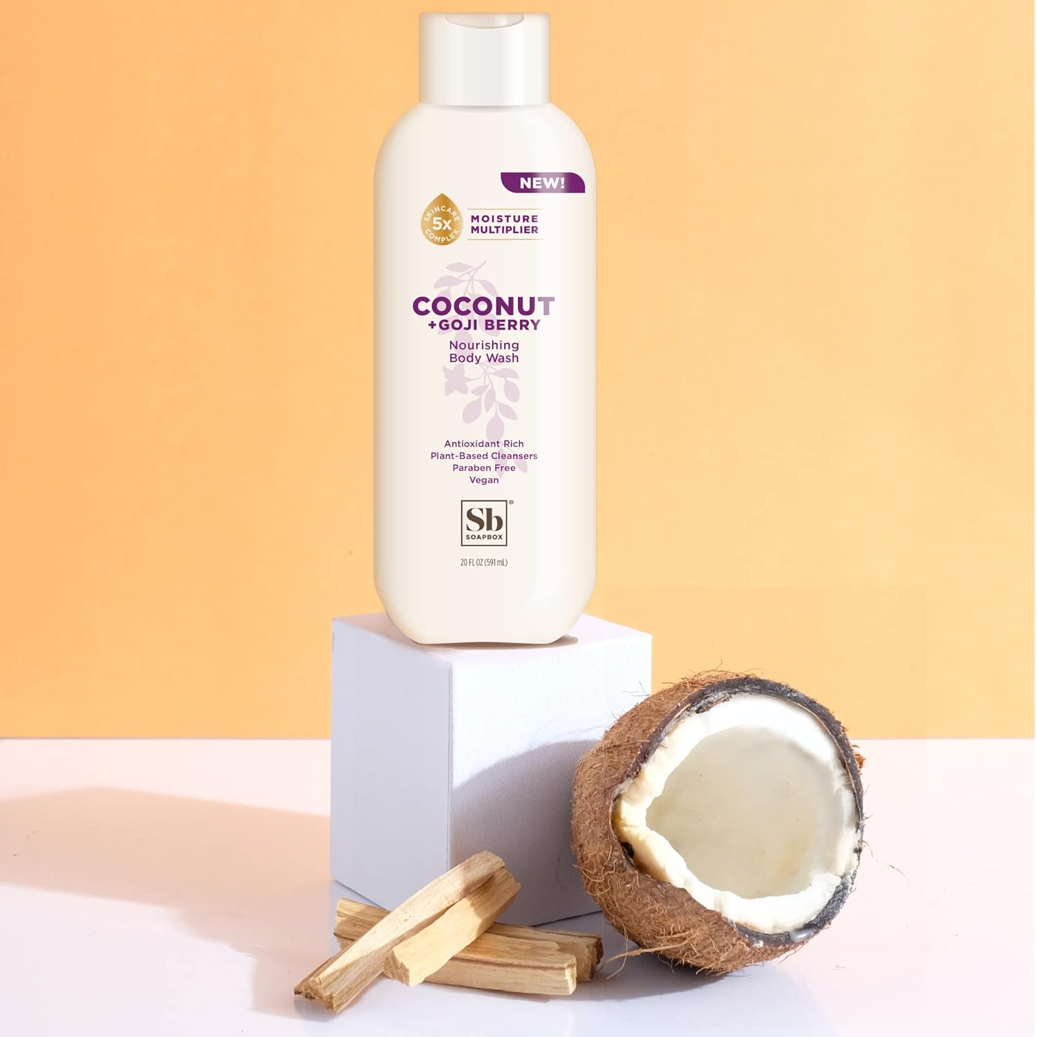 Soapbox Body Wash, Coconut + Goji Berry Body Wash for Women, Men, Vegan + Antioxidant Rich