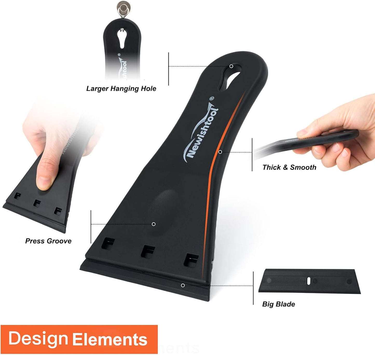 NewishTool Plastic Razor Scraper with 3-Inch Blade, Pack of 2 with 20 Extra Blades for Glue Residue