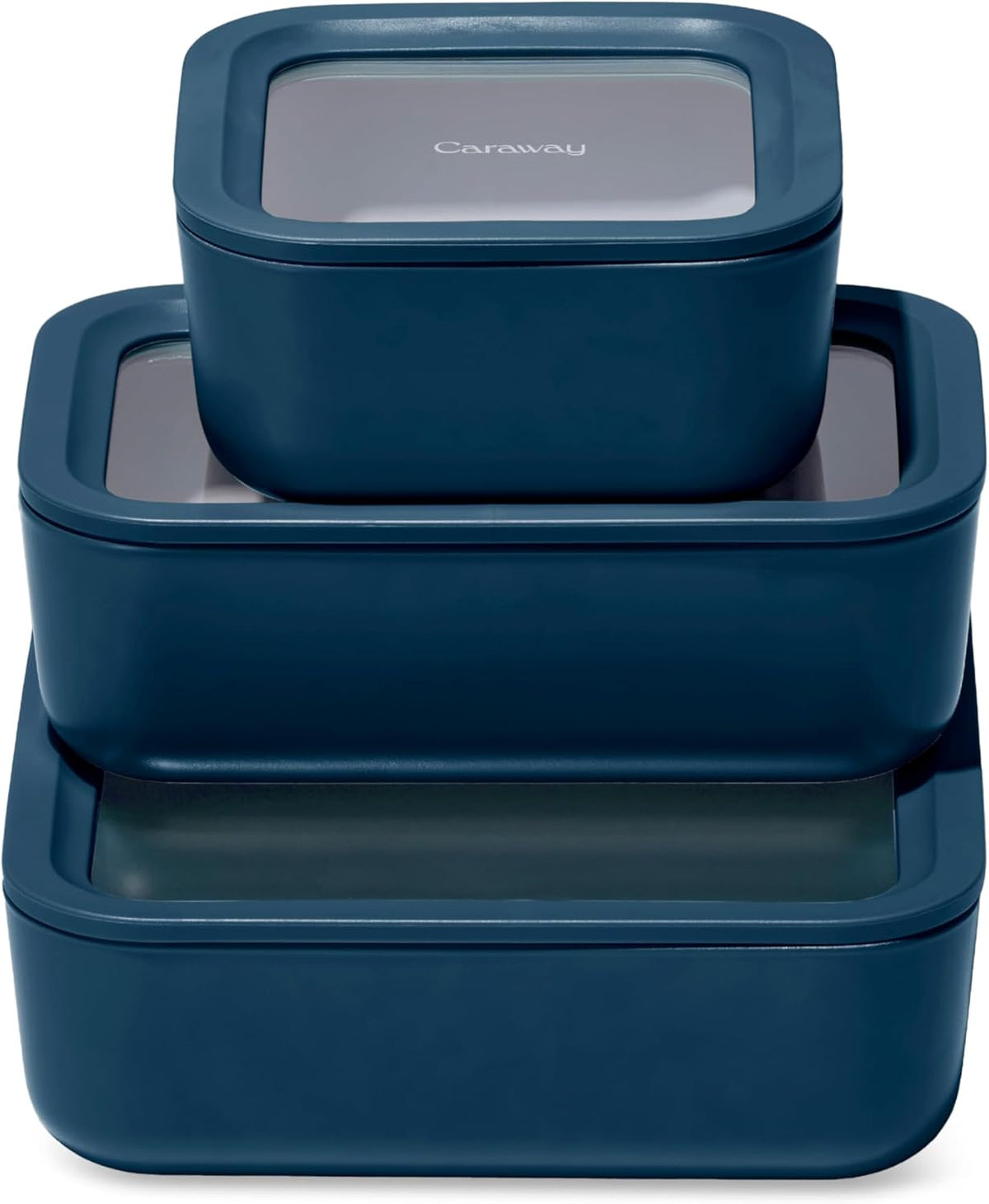 Caraway 3pc Glass Food Storage Set – 10 Cup, 6.6 Cup, & 4.4 Cup Food Containers - Ceramic Coated