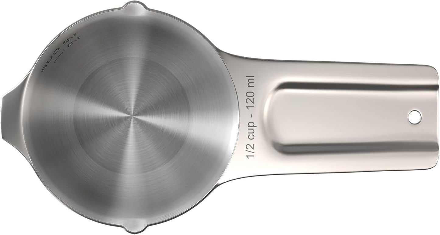 Color Up ½ Cup Measuring Cup (120 ml) – Premium Chrome Stainless Steel, Accurate for Wet & Dry