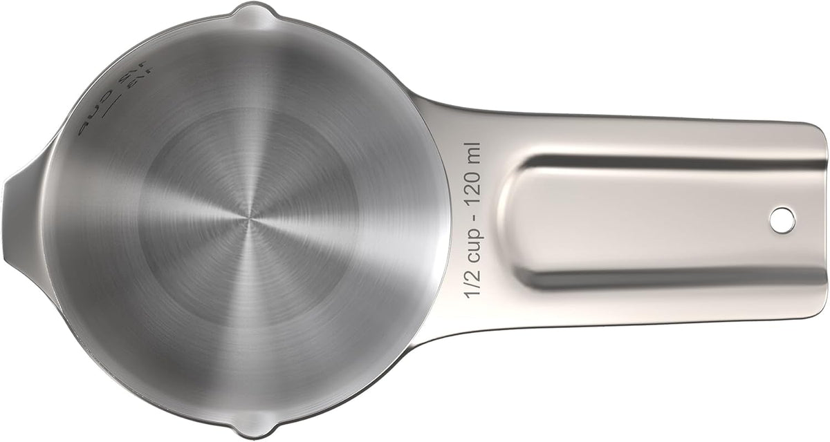 Color Up ½ Cup Measuring Cup (120 ml) – Premium Chrome Stainless Steel, Accurate for Wet & Dry