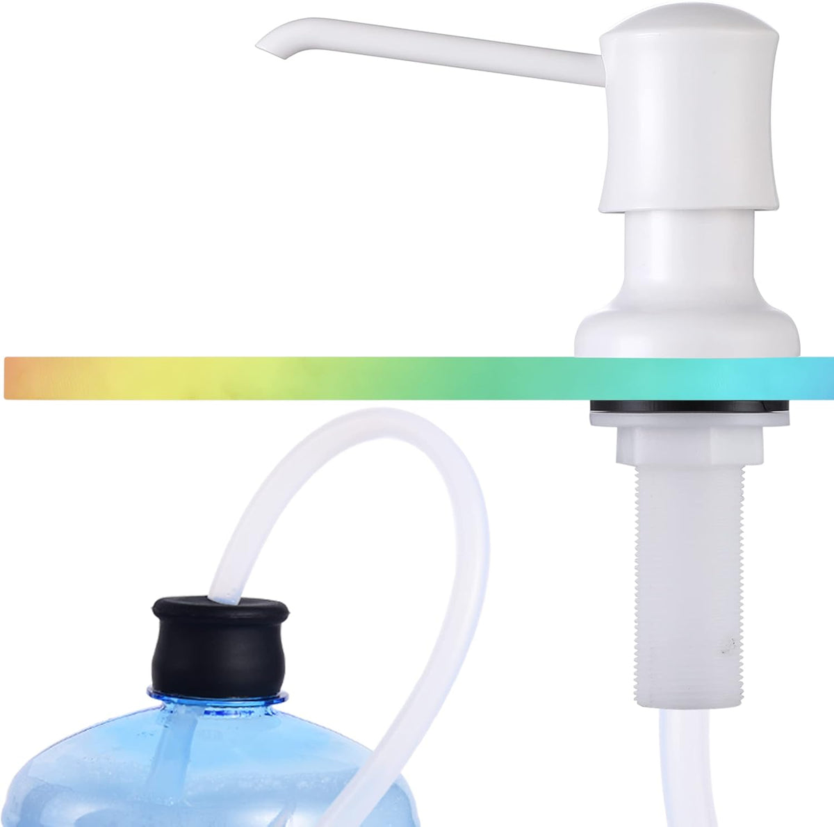 Sink Soap Dispenser for Kitchen Sink White Upgrade with 40" Silicone Extension Tube Kit, Connect to