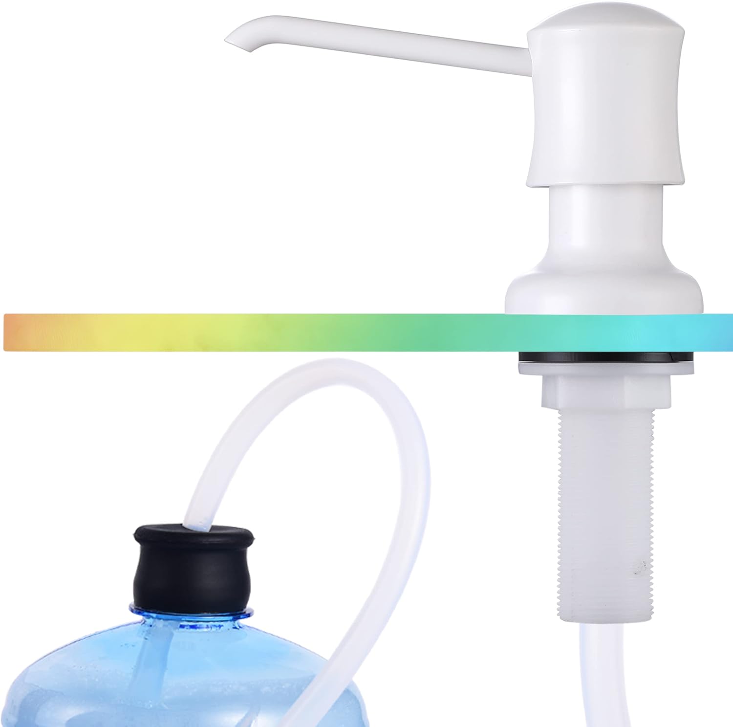 Sink Soap Dispenser for Kitchen Sink White Upgrade with 40" Silicone Extension Tube Kit, Connect to