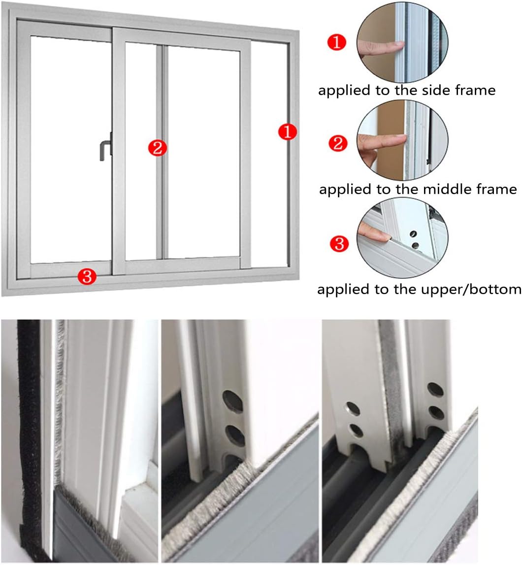 Fuzzy Weatherstripping for Window and Door Frame Side, Pile Self Adhesive Brush Weather Strip Seal