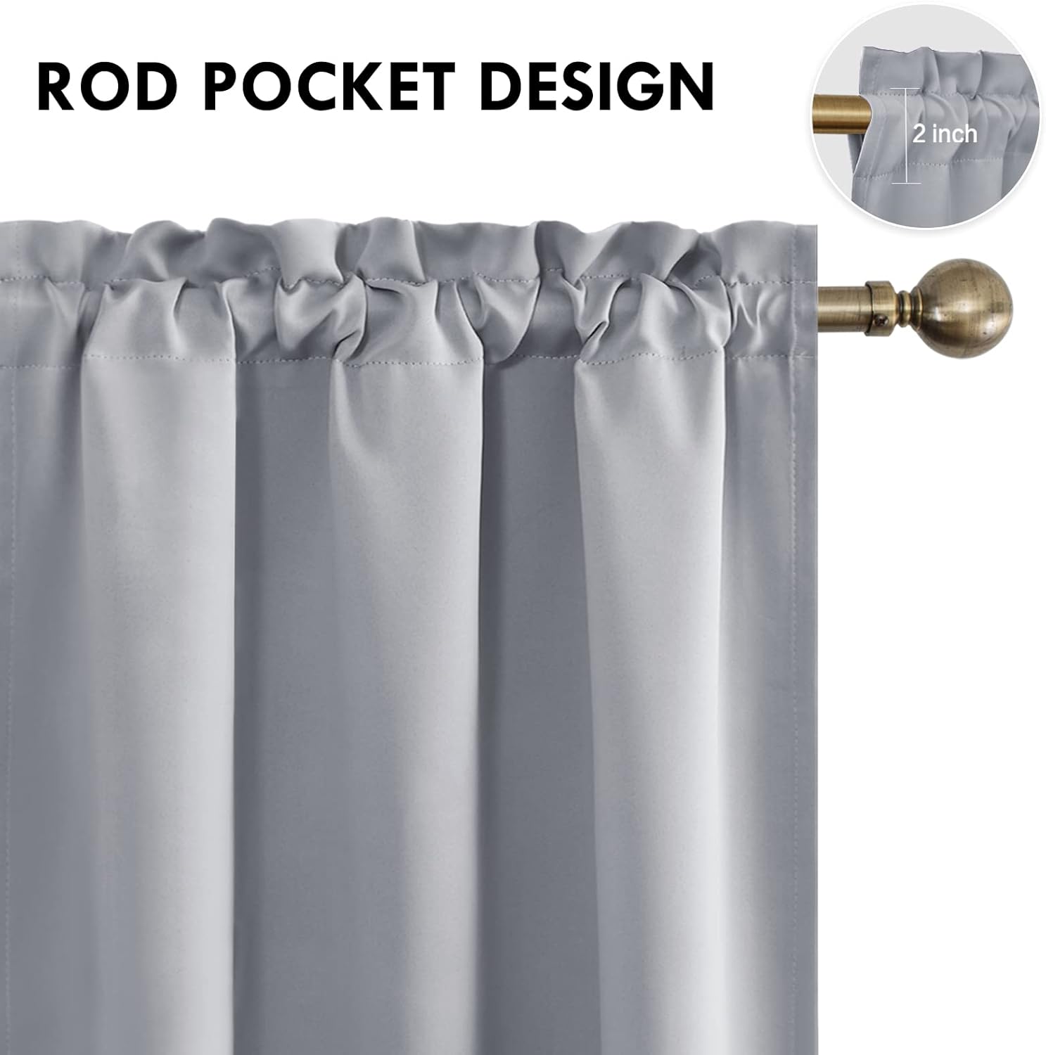 DWCN Blackout Curtains Room Darkening Thermal Insulated Bedroom Curtains Window Curtain Panels, 38
