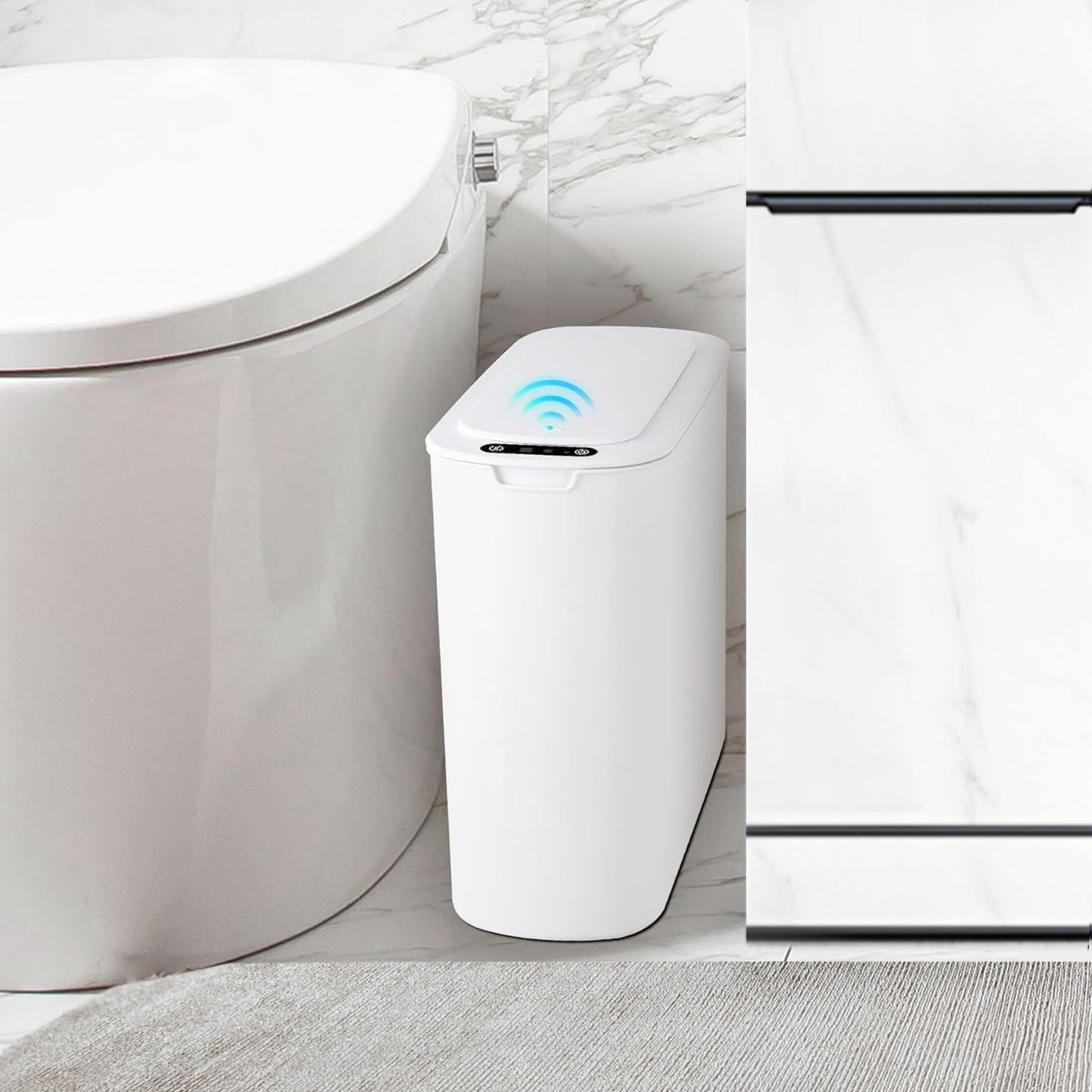 TIPGO Automatic Motion Sensor Bathroom Trash Can with Lid, 2.6 Gallon Touchless Trash Bin, Smart