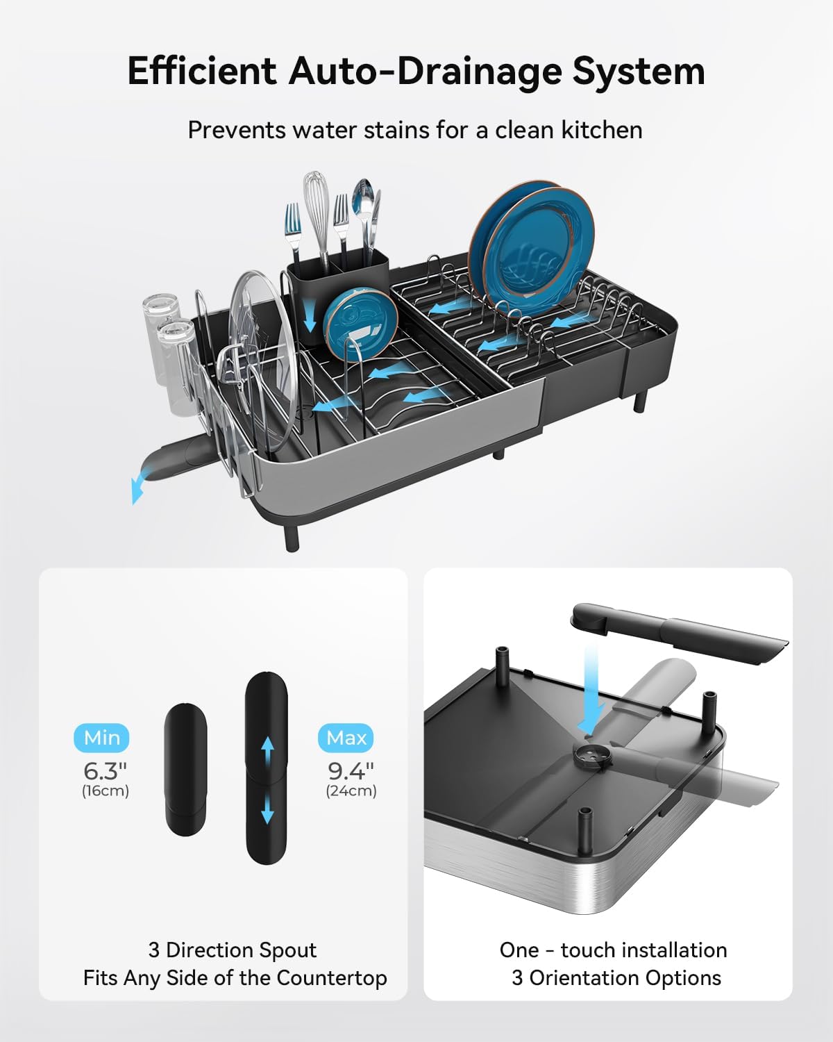 SUNLY Expandable Dish Drying Rack, Versatile Brackets for Pots & Pans, Space Saving Kitchen Drying