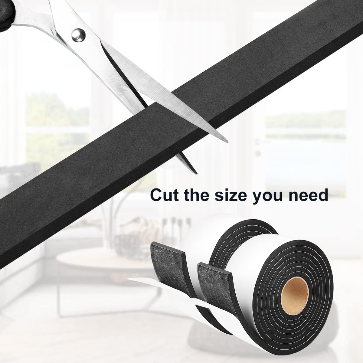 2 Rolls Seal Foam Tape, 2'' W x 1/4'' T Weather Stripping Close Cell Door Sealer, Single Sided