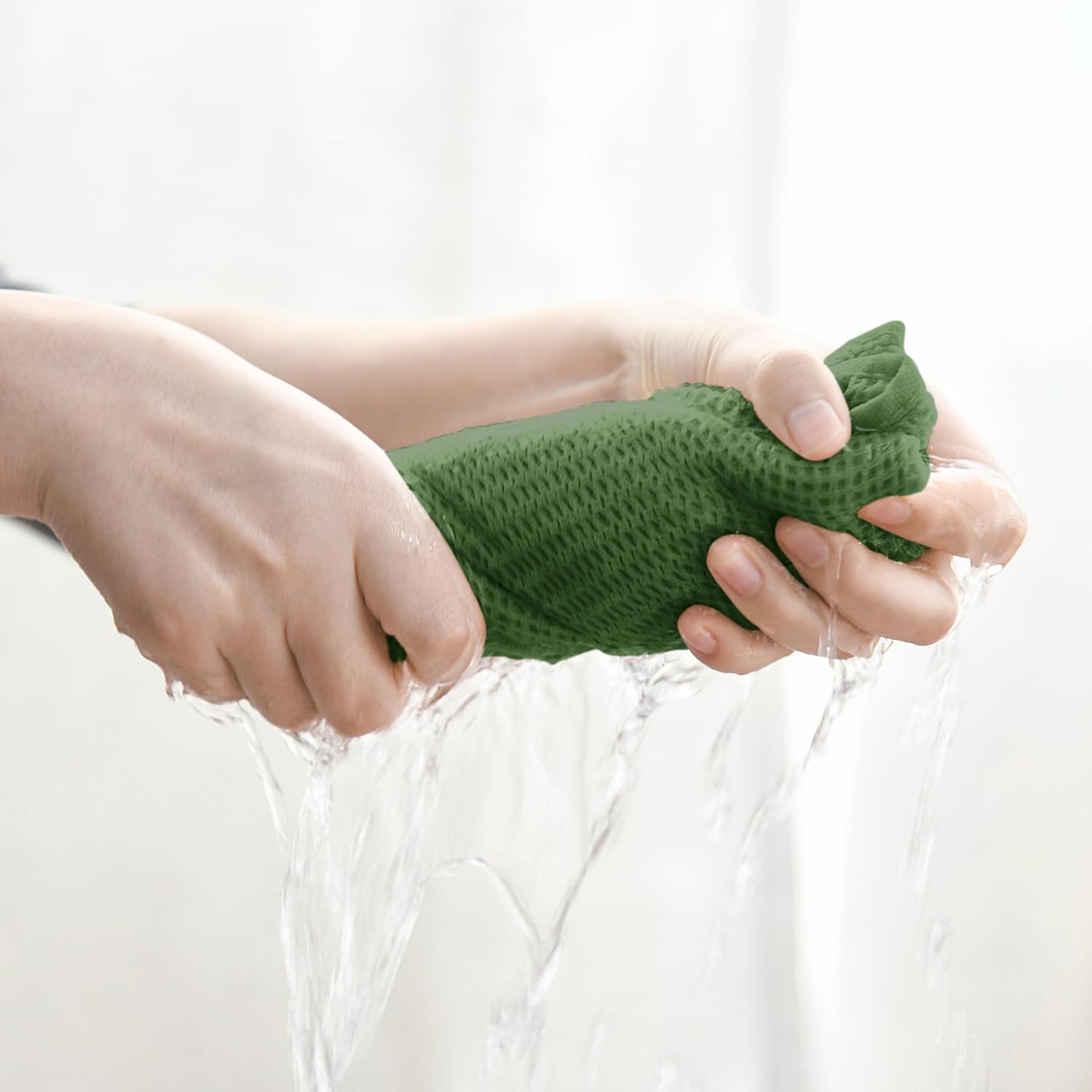 Artoid Mode 100% Cotton Olive Green Waffle Weave Kitchen Dish Cloths, 12x12 Inch Ultra Soft