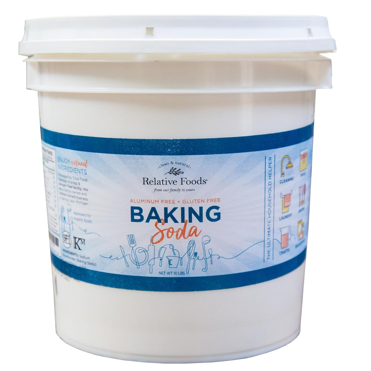 Bulk Baking Soda for Cooking, Cleaning, Deodorizing & More (10 lb Pail) - Pure Sodium Bicarbonate