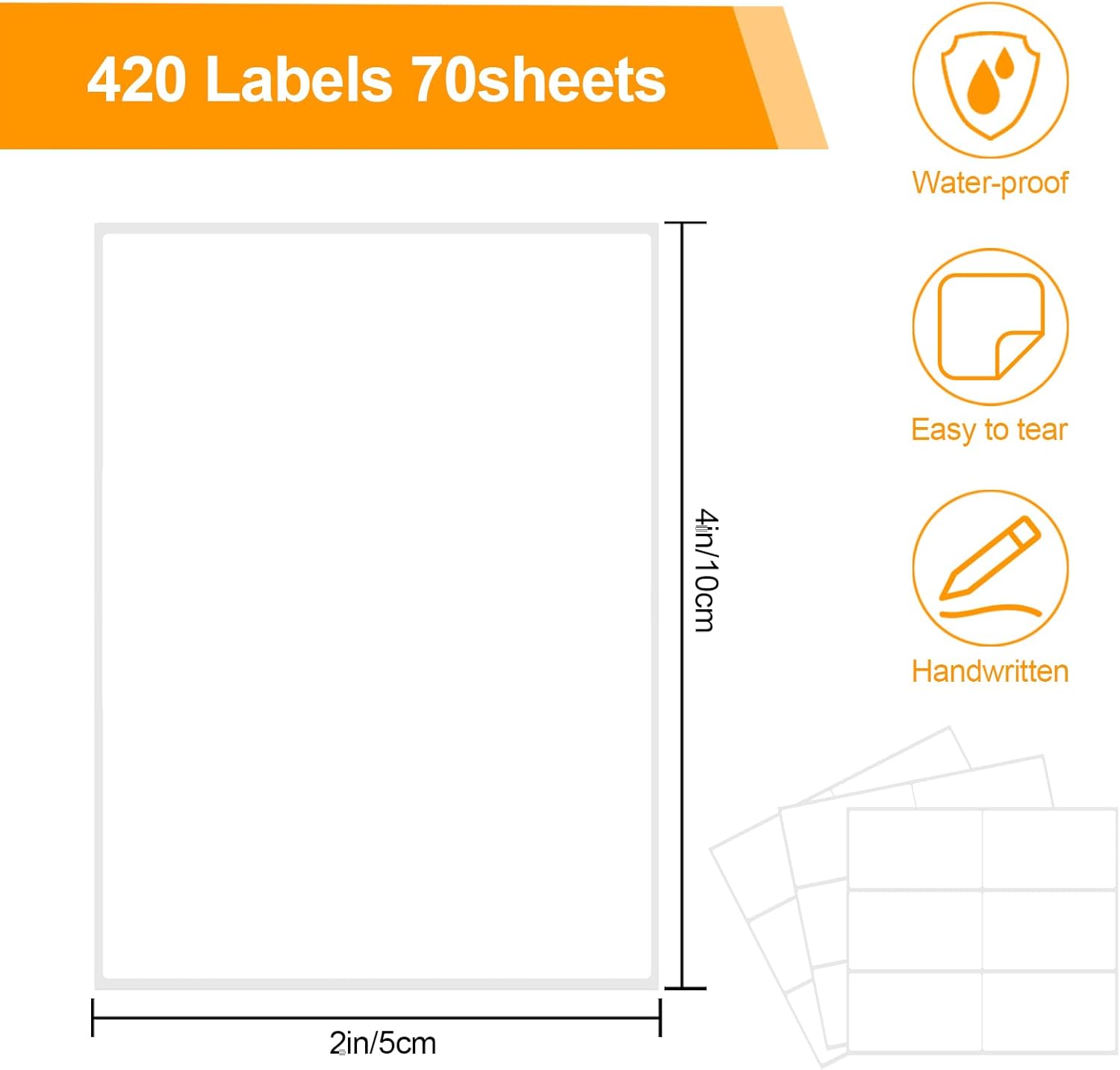 Joyberg Storage Box Labels, 420 Pcs, 2''x4'', Removable, Tear-Resistant, No Residue, for Bottles