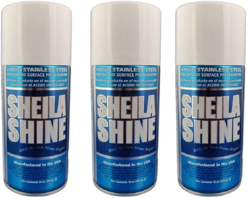 Sheila Shine 3 x 10 Oz. Stainless Steel Cleaner and Polish Aerosol Spray, Protect Household Kitchen