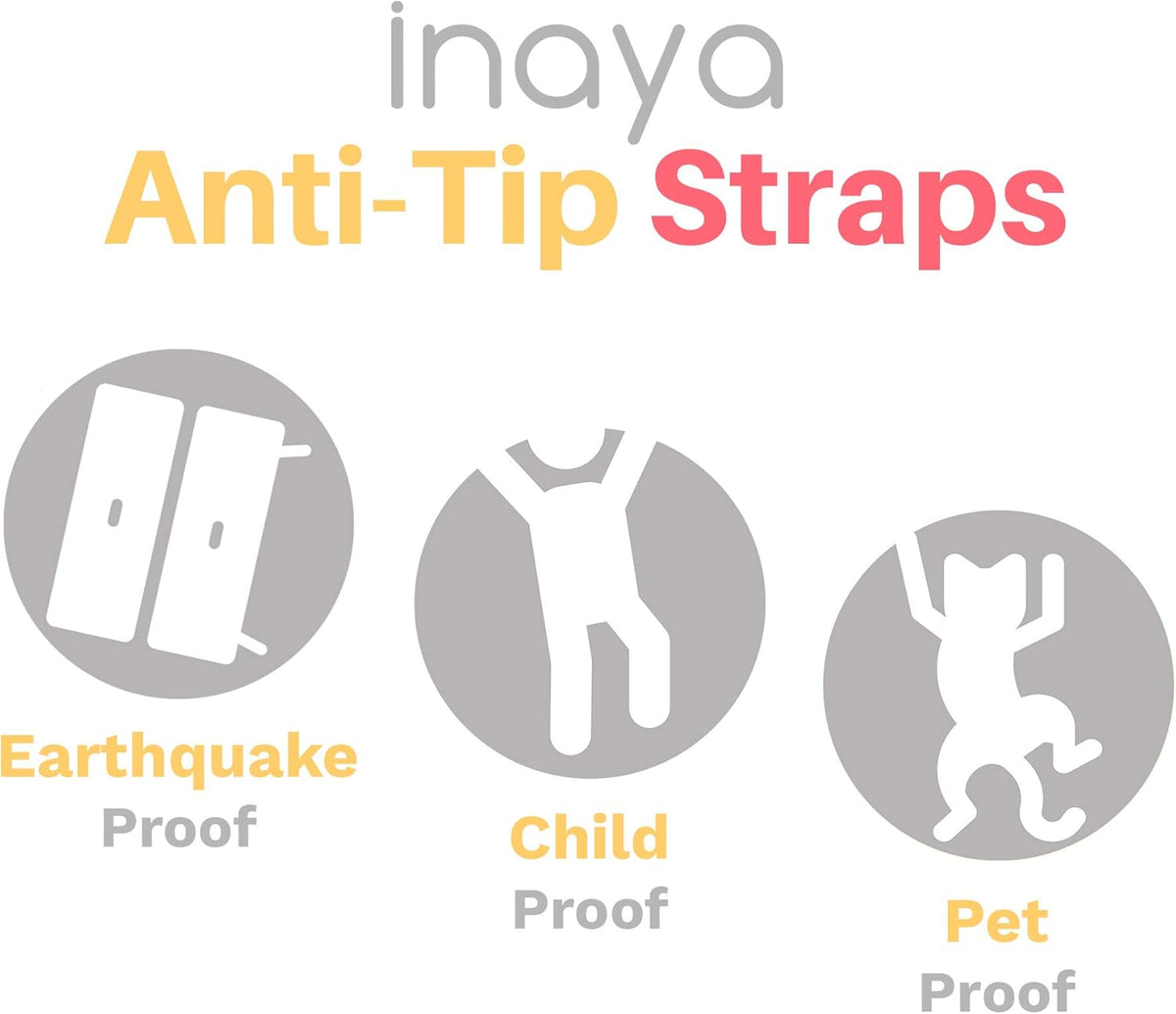 Inaya 12 Pack Furniture Anchors for Baby Proofing, Bookshelf Anchors to Wall, Dresser Wall Safety