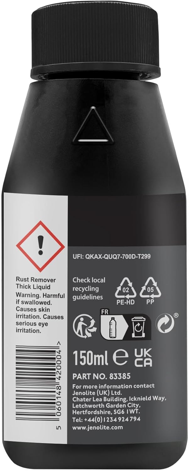 JENOLITE Rust Remover for Metal - Fast Acting No Drip Thick Liquid - Industrial Strength, Removes