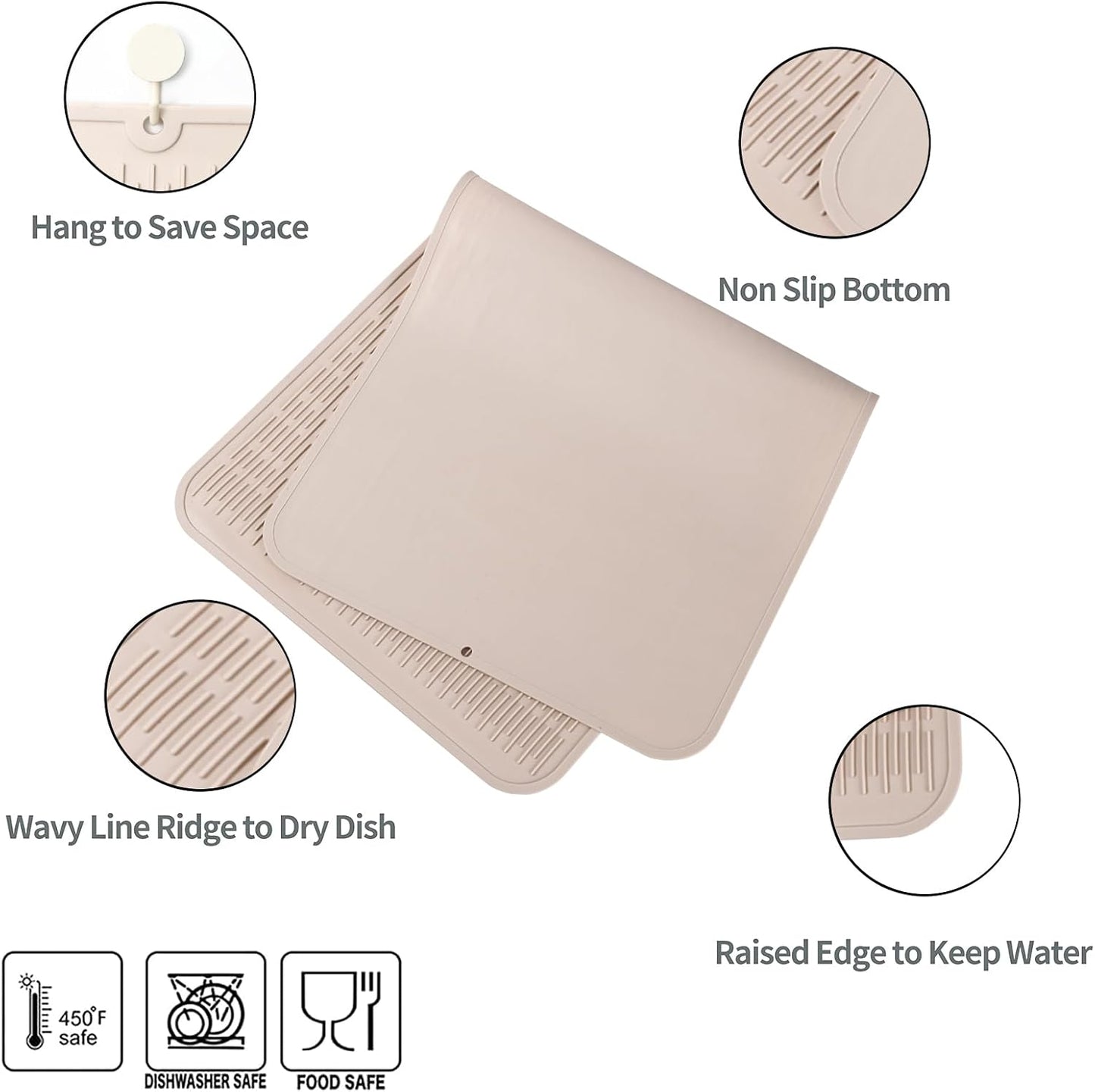 Silicone Dish Drying Mat for Multiple Usage,Easy clean,Eco-friendly,Heat-resistant Silicone Mat for