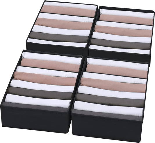 4 Packs T-shirt Drawer Organizers for Clothing,8 Grids Compartment Wardrobe Storage Box, Washable