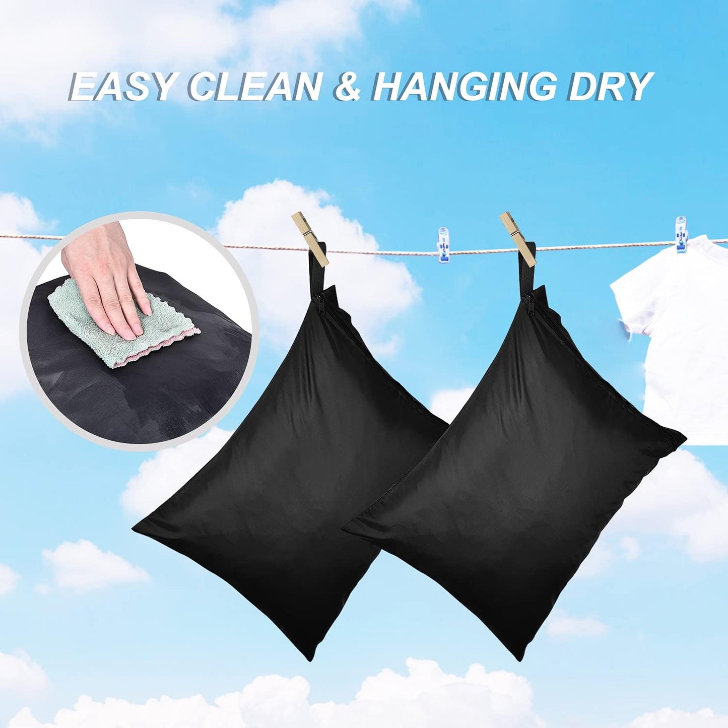 OTraki 2 Pack Laundry Bags 16x20 inch Wet Dry Bag for Swimsuit and Towels Medium Travel Dirty