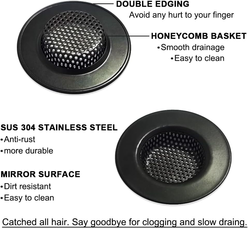 1.75" Bathtub Drain Strainers, Shower Drain Hair Catchers, Stainless Steel Drain Filter Cover for