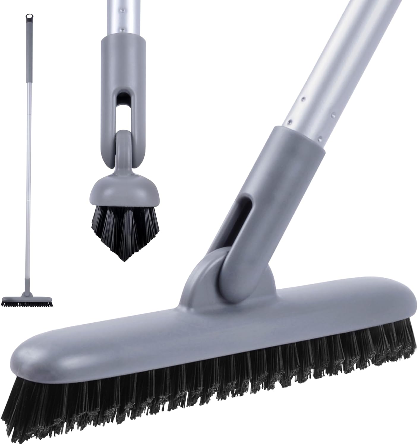 DSV Standard Grout Scrub Brush with Long Handle, 50'' Tile Grout Scrubber, V-Shape Crevice Cleaning