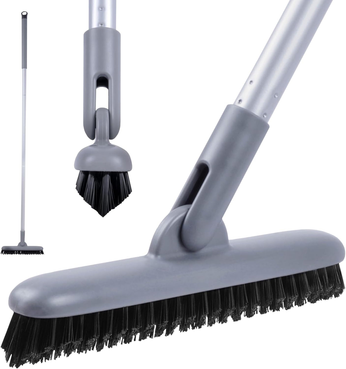 DSV Standard Grout Scrub Brush with Long Handle, 50'' Tile Grout Scrubber, V-Shape Crevice Cleaning