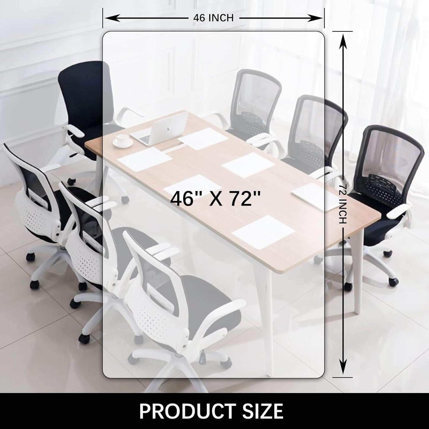 Kuyal Clear Chair mat for Hardwood Floor 46 x 72 inches Transparent Floor Mats Wood/Tile Protection