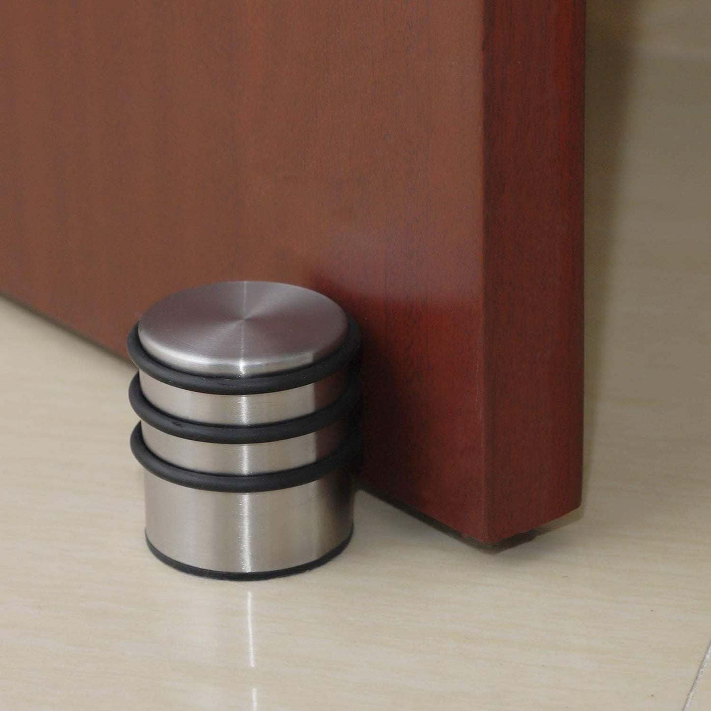 KINJOEK Heavy Weight Door Stopper, No DrillStainless Steel Door Stop with Protective Rubber Bands