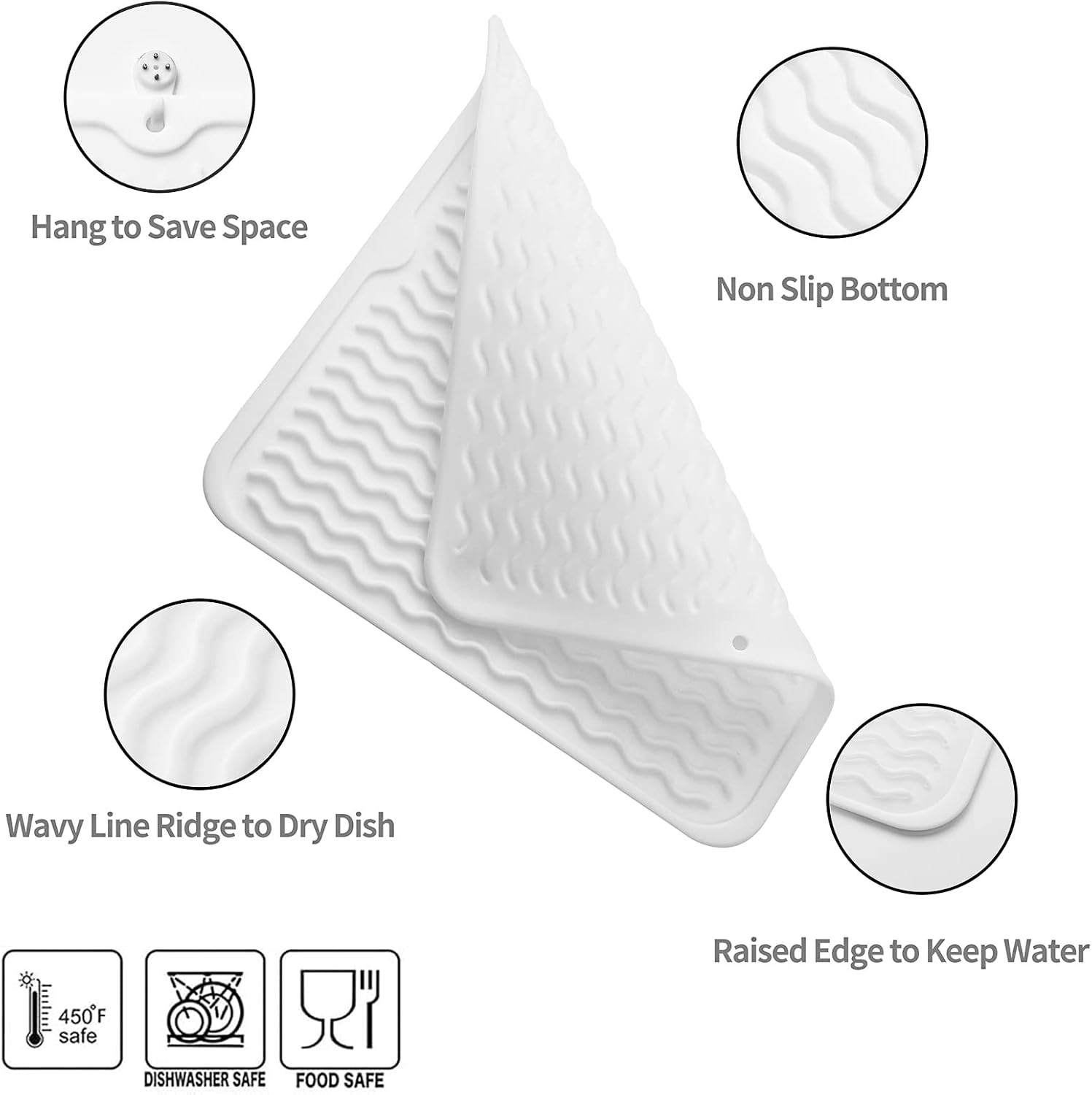 Silicone Dish Drying Mat for Multiple Usage,Easy clean,Eco-friendly,Heat-resistant Silicone Mat for