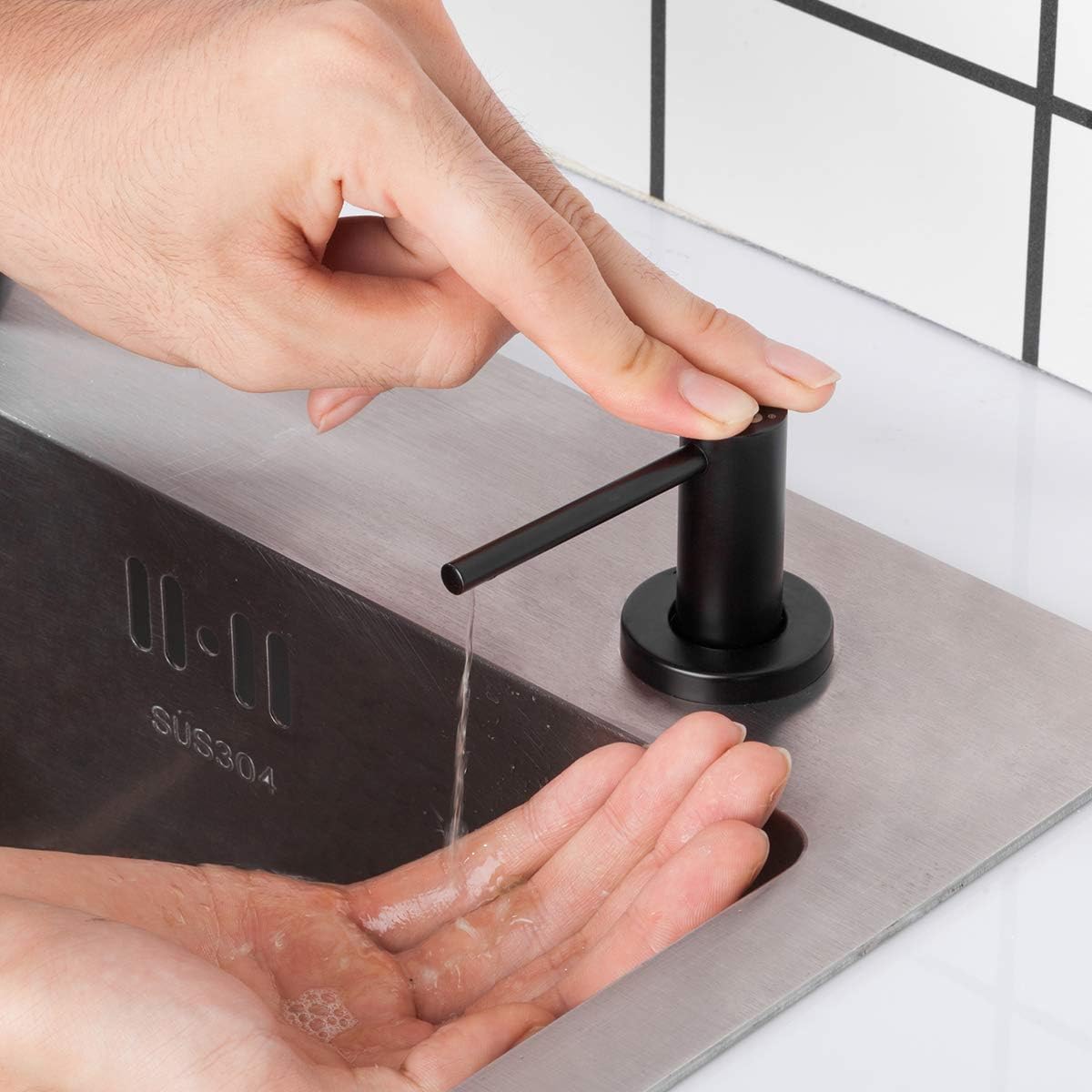 Matte Black Kitchen Sink Soap Dispenser GAPPO Countertop Pump Hand Lotion Built in Bottle Upgrade