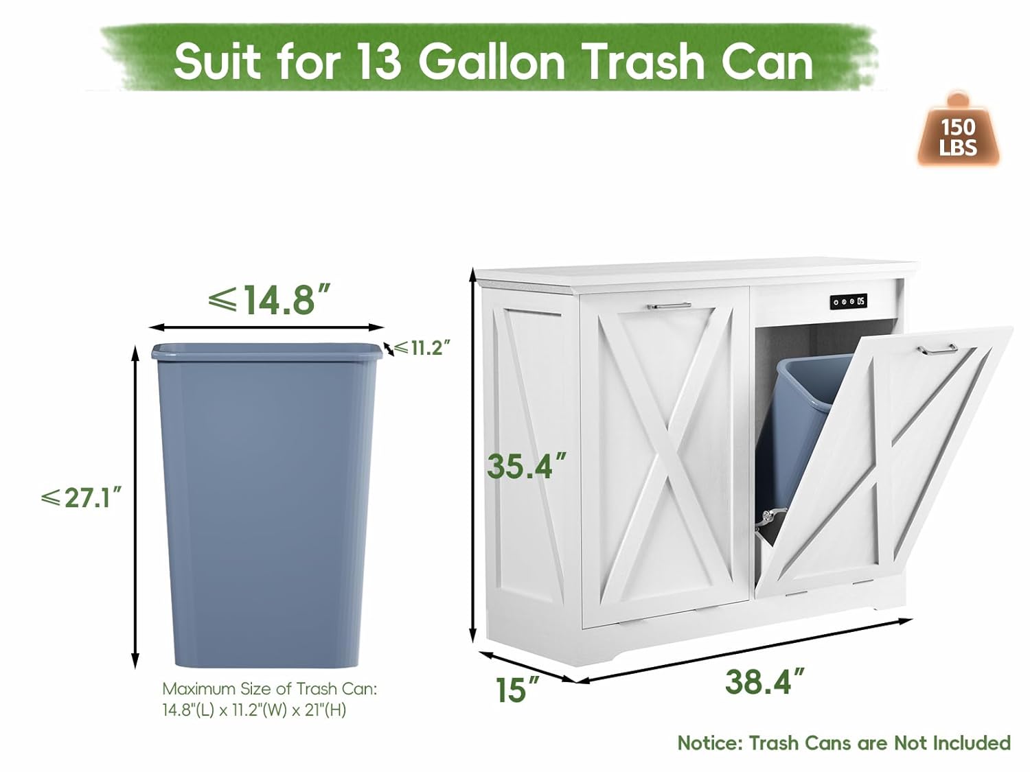 Betterhood TOLEAD Tilt Out Trash Can Cabinet, Hidden Trash Bin with Deodorizing & Negative Ion