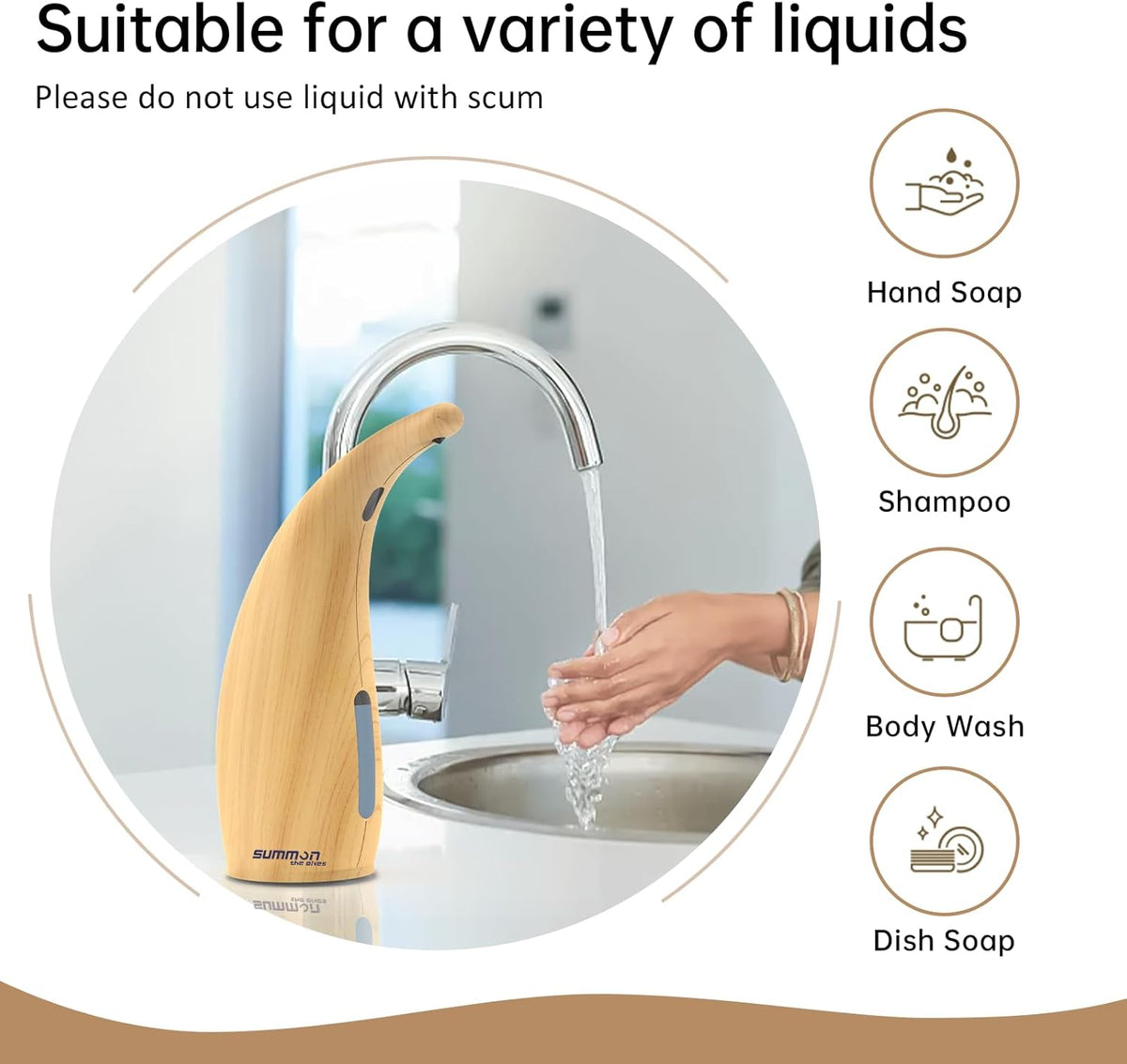 Automatic Liquid Soap Dispenser Touchless,400ML Hand & Dish Countertop Electric Dispenser with