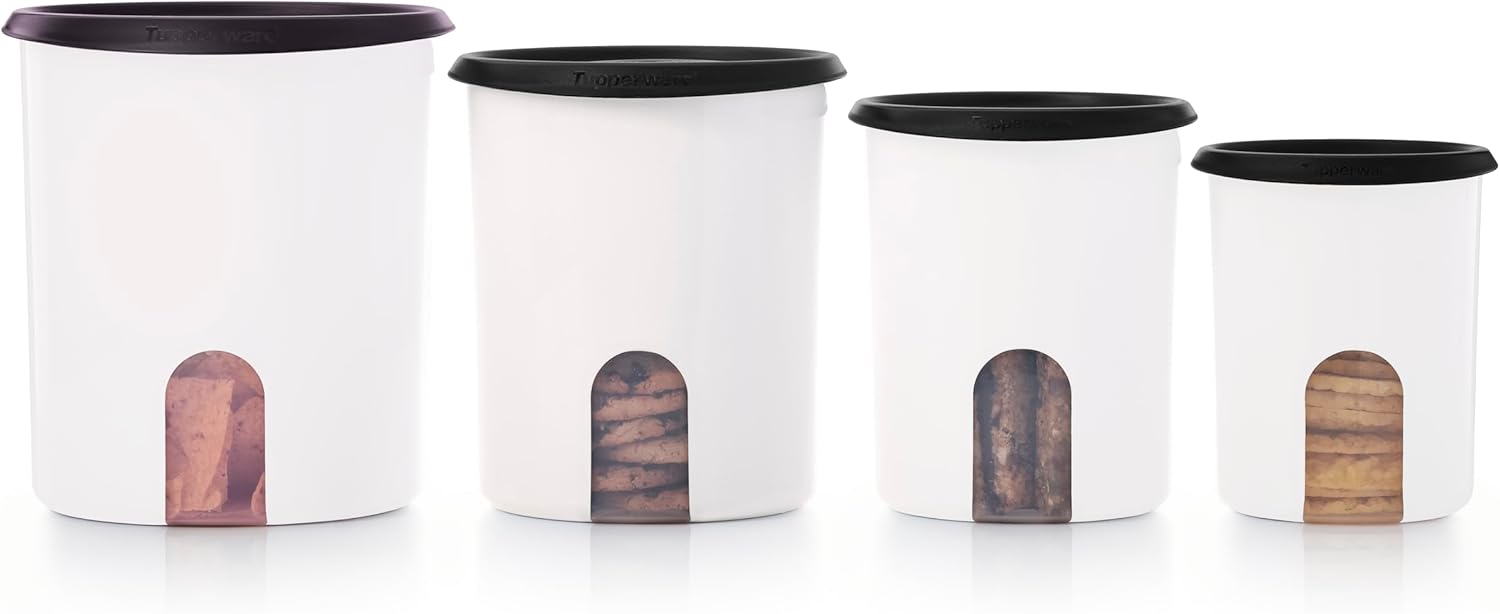 Tupperware One Touch Reminder Canisters 4 Canister Food Storage Set, Dishwasher Safe and BPA Free