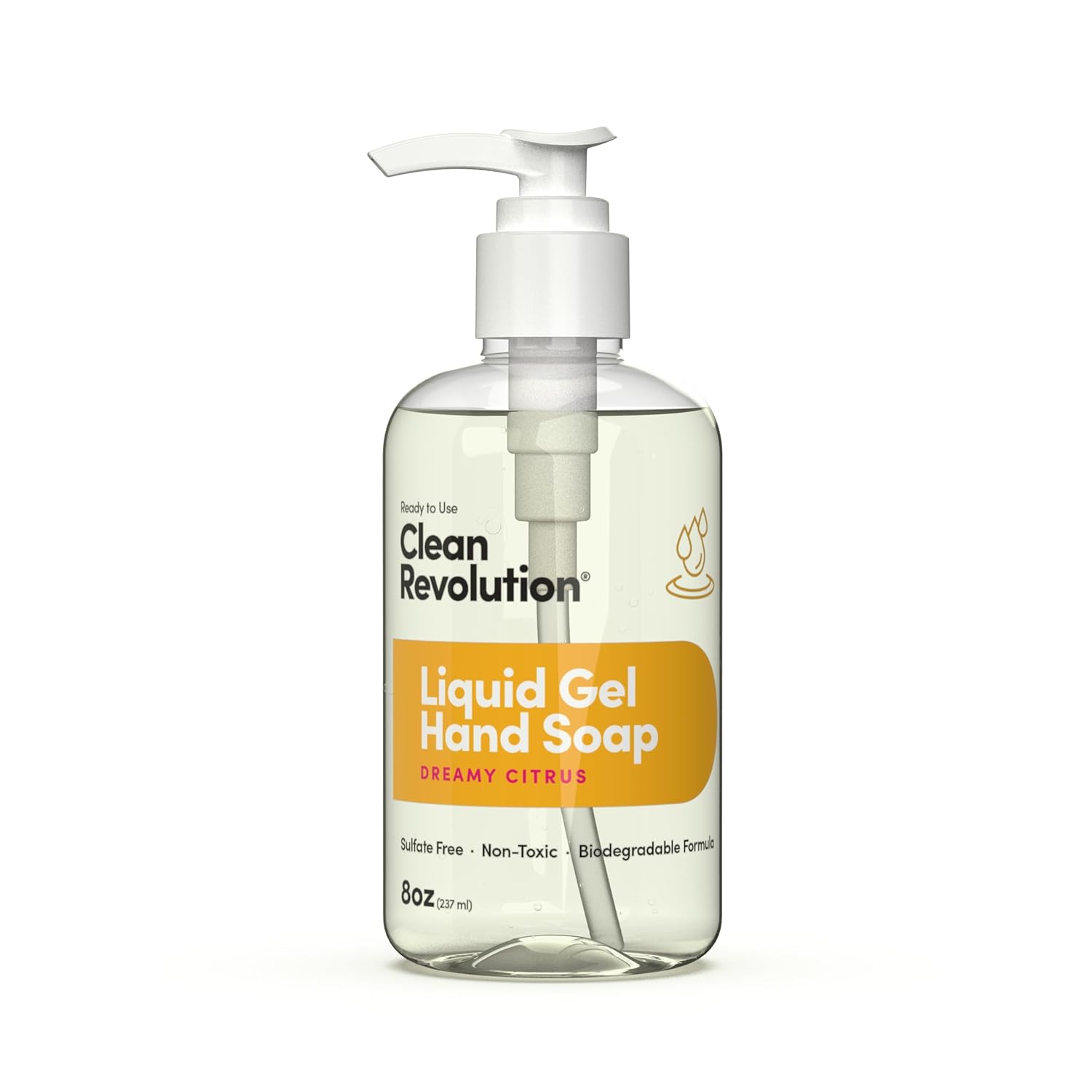 Clean Revolution Liquid Gel Hand Soap, Silky Rich Liquid, Quick Lather, Fast Rinsing, Contains Real