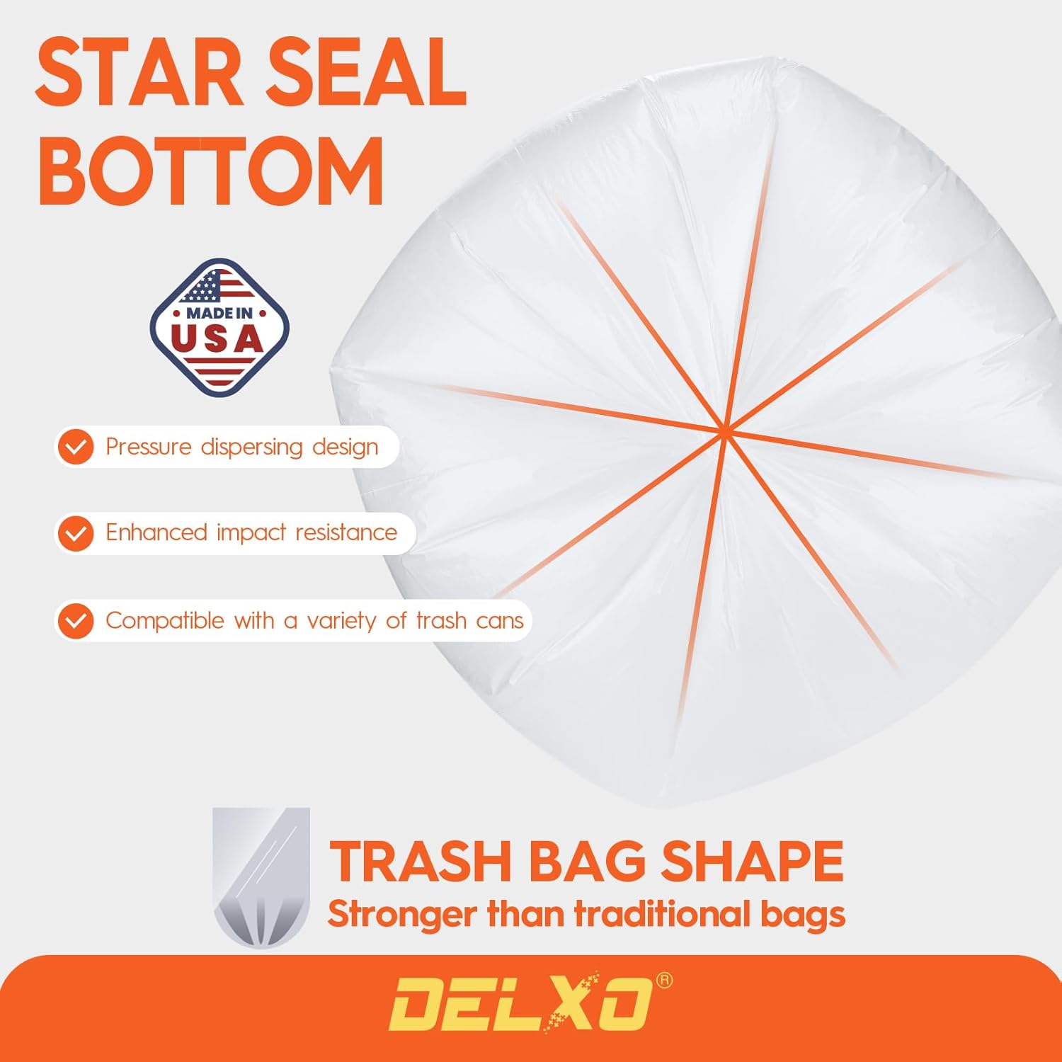 DELXO 30-33 Gallon Trash Bags, 250 Count Heavy Duty Large Clear Garbage Bags, Thick Durable and