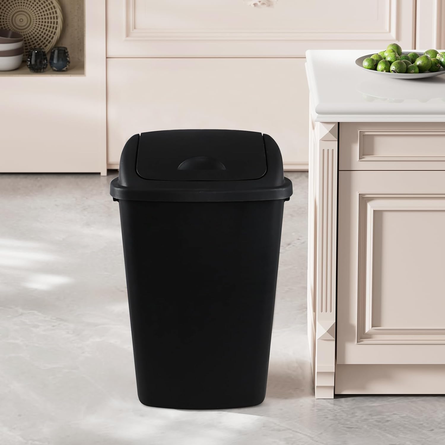 Teyyvn 13 Gallon Tall Kitchen Swing Lid Garbage Container, Set of 4 Plastic Trash Bin with Swing