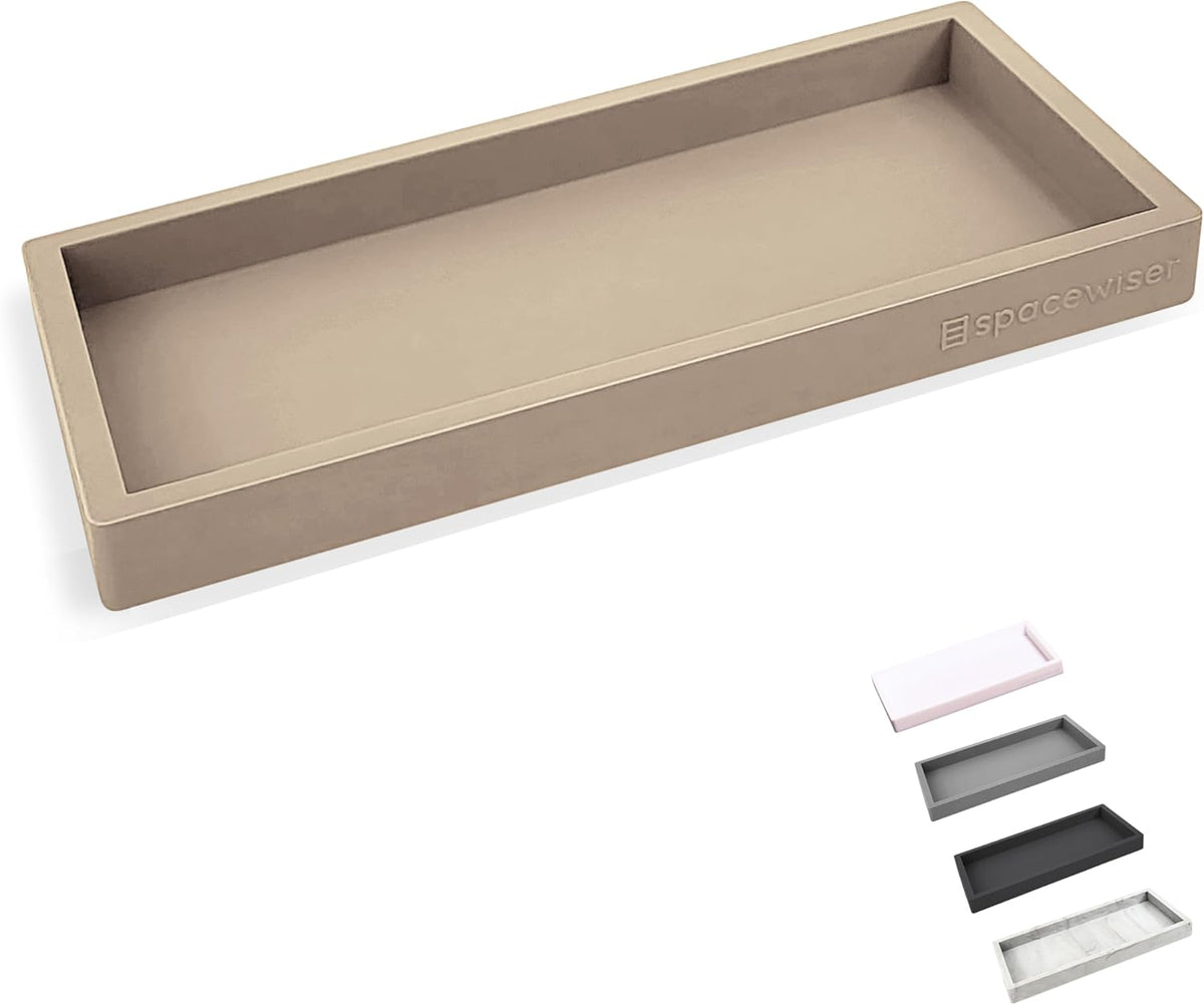 Countertop and Vanity Tray - Small 7.7” Silicone Tray for Soap Dispenser Bottles, Bathroom Trays